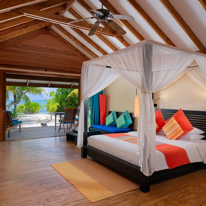 Interior of a beach villa at Canareef Resort Maldives