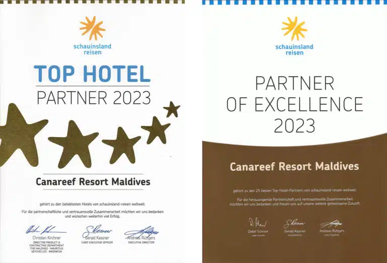 A poster on Canareef Resort Maldives website