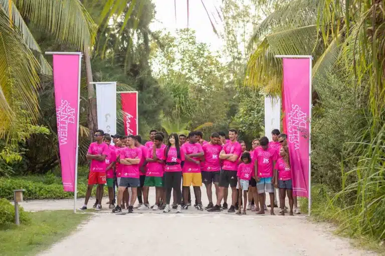 Participants at the starting line of an event at Canareef Resort Maldives