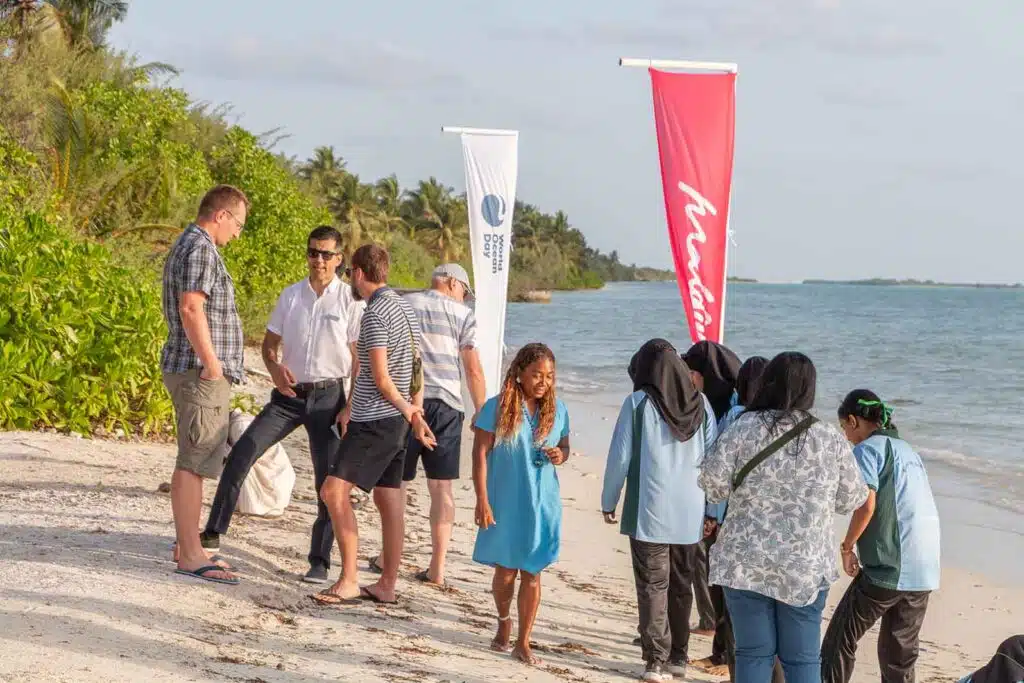 Beach cleanup event at Canareef Resort Maldives
